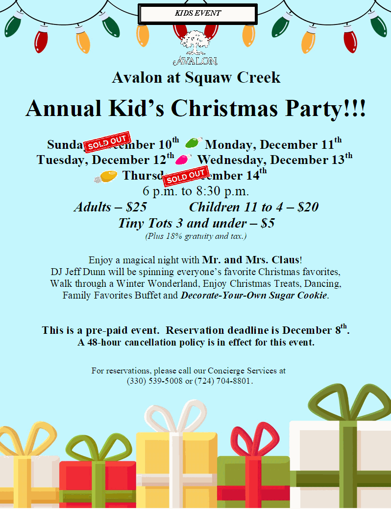 Annual Kid's Christmas Party!! Avalon at Squaw Creek - The Grand Resort